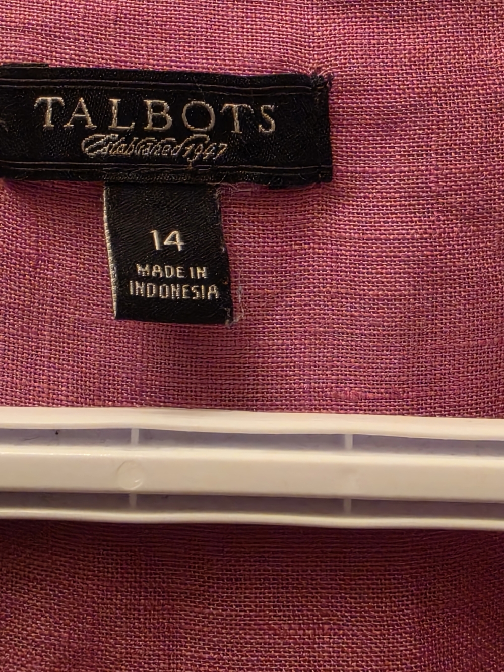 Talbots Pure Linen Pink Ruffle Neck Blouse Size 14 - Picture 9 of 11
